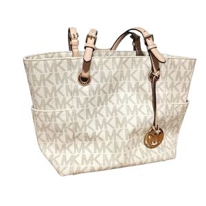 Michael Kors Handbag Jet Set East West Signature Tote White